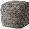 Cotton And Leather Geometric Cube Pouf Ottoman