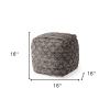 Cotton And Leather Geometric Cube Pouf Ottoman