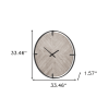 Metal Wood Analog Distressed Round Wall Clock