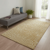 2' X 5' Gold And Beige Geometric Berber Washable Area Rug With UV Protection