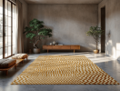 2' X 5' Gold And Beige Geometric Berber Washable Area Rug With UV Protection