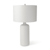 31" White Round Bedside Lamp With Drum Shade