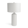31" White Round Bedside Lamp With Drum Shade