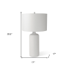 31" White Round Bedside Lamp With Drum Shade