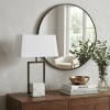 26" Gray Square Bedside Lamp With Shade