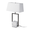 26" Gray Square Bedside Lamp With Shade