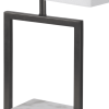 26" Gray Square Bedside Lamp With Shade