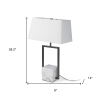 26" Gray Square Bedside Lamp With Shade