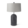 29" Navy Blue Round Bedside Lamp With Drum Shade