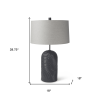 29" Navy Blue Round Bedside Lamp With Drum Shade