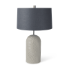29" Beige Round Bedside Lamp With Drum Shade