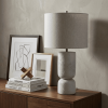 28" White Round Bedside Lamp With Drum Shade