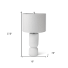 28" White Round Bedside Lamp With Drum Shade