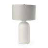 33" Cream Round Bedside Lamp With Drum Shade