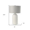 33" Cream Round Bedside Lamp With Drum Shade
