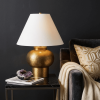 26" Gold Round Bedside Lamp With Bell Shade