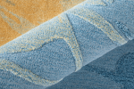 8' X 10' Blue Gold And Gray Abstract Hand Tufted Area Rug
