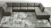 8' X 10' Green And White Abstract Hand Tufted Area Rug