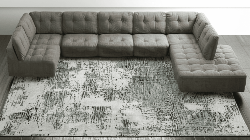 8' X 10' Green And White Abstract Hand Tufted Area Rug