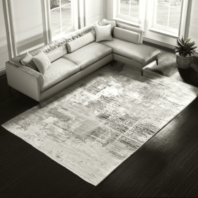 8' X 10' Brown Tan And Black Abstract Hand Tufted Area Rug