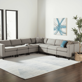 8' X 12' Blue Ivory And Silver Abstract Hand Knotted Distressed Area Rug