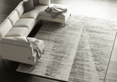 8' X 12' Ivory And Gray Abstract Hand Knotted Distressed Area Rug