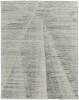 8' X 12' Ivory And Gray Abstract Hand Knotted Distressed Area Rug