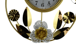 20" Gold And White Metal Silent Analog Floral Round Wall Clock