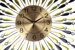 27" Gold And Black Metal Silent Analog Starburst Wall Clock