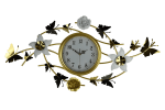39" Gold And White Metal Silent Analog Butterfly Novelty Wall Clock