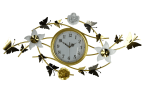 39" Gold And White Metal Silent Analog Butterfly Novelty Wall Clock
