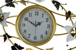 39" Gold And White Metal Silent Analog Butterfly Novelty Wall Clock