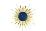 27" Gold And Blue Metal Silent Analog Sunburst Wall Clock