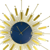 27" Gold And Blue Metal Silent Analog Sunburst Wall Clock