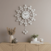 27" Silver And White Metal Silent Pendulum Starburst Wall Clock