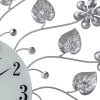 27" Silver White And Black Metal and Glass Silent Analog Floral Round Wall Clock
