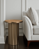 22" Brown Steel Round Pedestal End Table