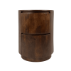 24" Chestnut Solid Wood Round Drum End Table With Two Drawers