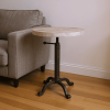 22" Natural and Black Solid Wood and Metal Height Adjustable Round Pedestal End Table