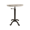 22" Natural and Black Solid Wood and Metal Height Adjustable Round Pedestal End Table