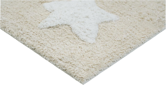 32" White And Beige Cotton Clouds and Stars Youthful Bath Rug