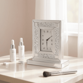 Faux Crystal MirroGlass Table Clock