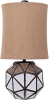 40" Silver Geometric Table Lamp With Cylinder Shade
