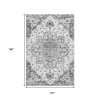 10' X 14' Light Gray Ivory And Gold Floral Medallion Distressed Washable Area Rug With UV Protection