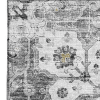 10' X 14' Light Gray Ivory And Gold Floral Medallion Distressed Washable Area Rug With UV Protection