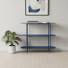 Steel Oval Console Table With Two Shelves