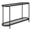 Glass Solid Wood and Steel Oval Console Table With Shelf