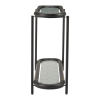 Glass Solid Wood and Steel Oval Console Table With Shelf