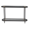 Glass Solid Wood and Steel Oval Console Table With Shelf