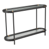 Glass Solid Wood and Steel Oval Console Table With Shelf